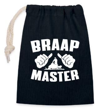 Braap Master Snowmobiler - Closable cotton gift bag (14x20cm) - navy - Front