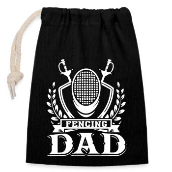 Fencing Fencing Dad - Closable cotton gift bag (14x20cm) - black - Front