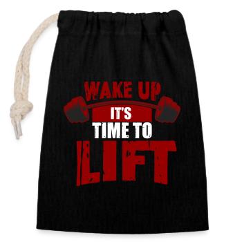 Wake Up It's Time To Lift - Workout - Closable cotton gift bag (14x20cm) - black - Front
