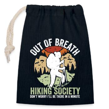 Société de randonnée amusante en montagne à bout de souffle - Sac cadeau en coton avec cordon (14 x 20 cm) - bleu marine - Devant