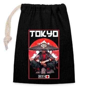 Asia 80s Japanese Retro Samurai Samurai - Closable cotton gift bag (14x20cm) - black - Front