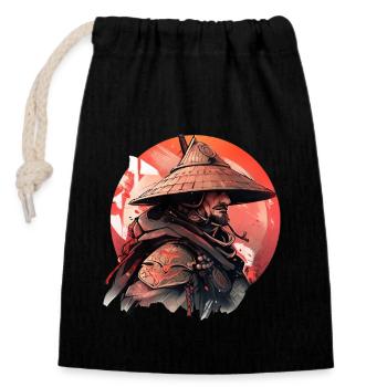 Asia 80s Japanese Retro Samurai Samurai - Closable cotton gift bag (14x20cm) - black - Front