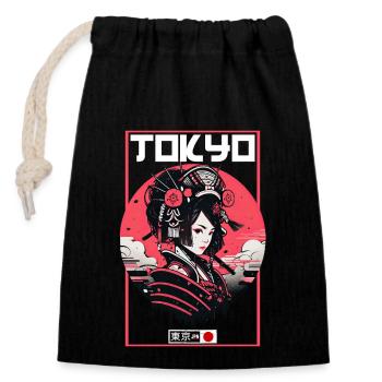 Asia 80s Japanese Retro Samurai Samurai - Closable cotton gift bag (14x20cm) - black - Front