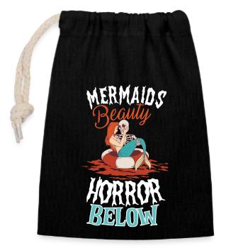 Creepy Sirens, Horror Mermaid, Creepy - Closable cotton gift bag (14x20cm) - black - Front