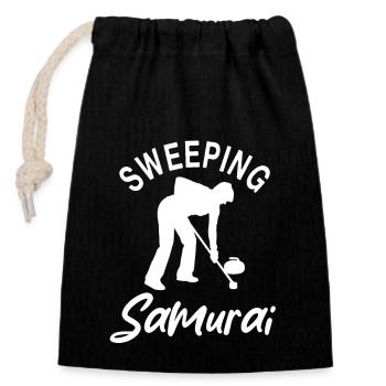 Conception de curling de samouraï - Sac cadeau en coton avec cordon (14 x 20 cm) - noir - Devant