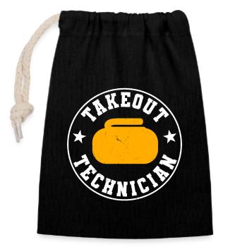 T-shirt drôle de technicien de curling - Sac cadeau en coton avec cordon (14 x 20 cm) - noir - Devant