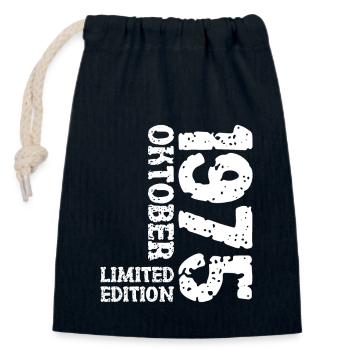 1975 Oktober Limited Edition 48. Geburtstag Deko - Verschließbarer Geschenkbeutel aus Baumwolle (14x20cm) - Navy - Vorne
