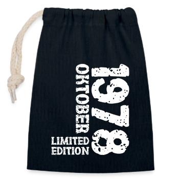 1978 Oktober Limited Edition 45. Geburtstag Deko - Verschließbarer Geschenkbeutel aus Baumwolle (14x20cm) - Navy - Vorne