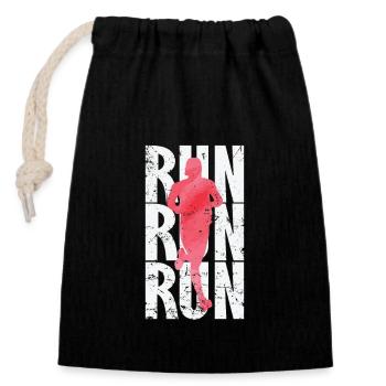 Run, run, run, jog - Closable cotton gift bag (14x20cm) - black - Front