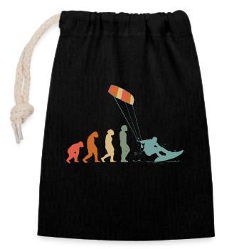 Kitesurf Kiteboard Kitesurfing Vintage Evolution - Sac cadeau en coton avec cordon (14 x 20 cm) - noir - Devant