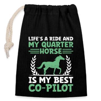 American Quarter Horse Equestrian Horse Lover Hors - Closable cotton gift bag (14x20cm) - black - Front