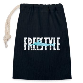 Freestyle Swimming - Closable cotton gift bag (14x20cm) - navy - Front