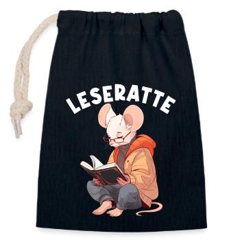 Leidenschaftlicher Leser Leserin Leseratte - Verschließbarer Geschenkbeutel aus Baumwolle (14x20cm) - Navy - Vorne