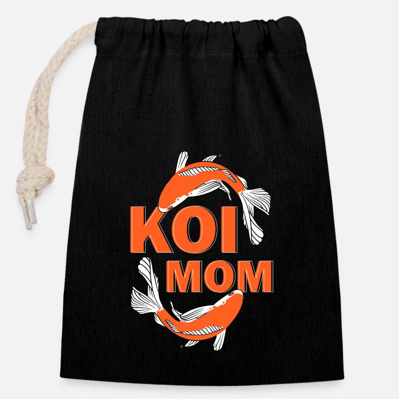 Koi Fish Japanese - Closable cotton gift bag (14x20cm) - black