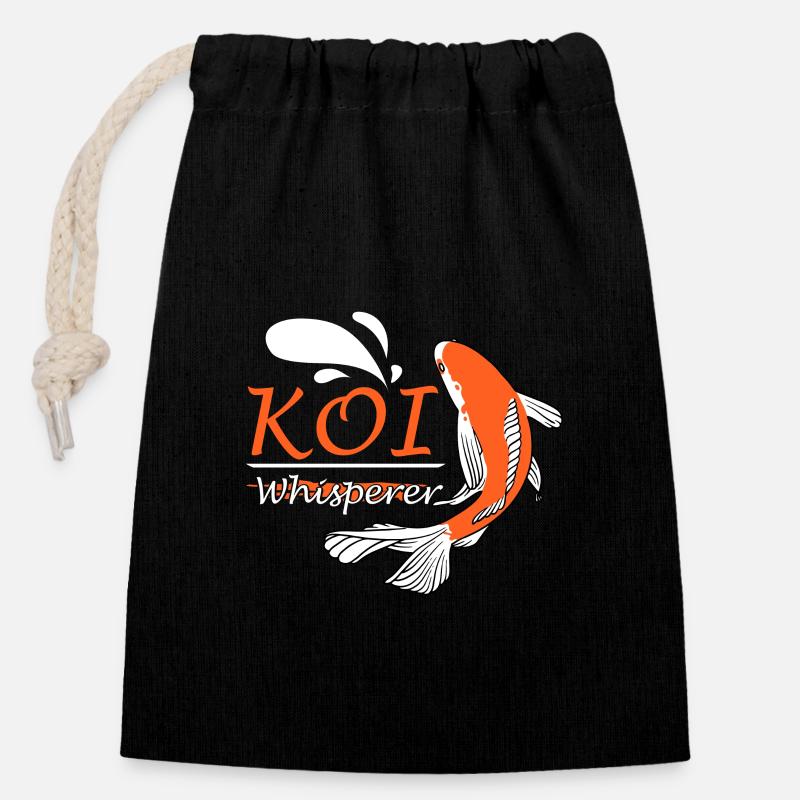 Koi Fish Japanese - Closable cotton gift bag (14x20cm) - black
