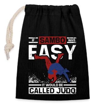 Si le sambo était facile, on l’appellerait judo - Sac cadeau en coton avec cordon (14 x 20 cm) - noir - Devant