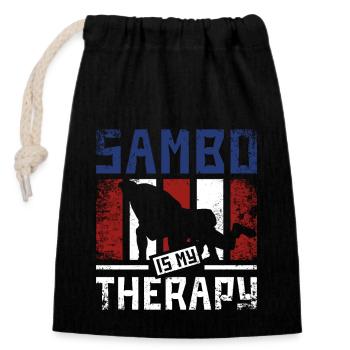 Sambo est ma thérapie - Sac cadeau en coton avec cordon (14 x 20 cm) - noir - Devant