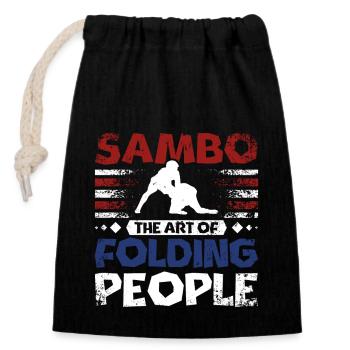 Sambo l’art de plier les gens - Sac cadeau en coton avec cordon (14 x 20 cm) - noir - Devant