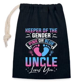 Baby Shower Genre Oncle Gardien Du Genre - Sac cadeau en coton avec cordon (14 x 20 cm) - bleu marine - Devant