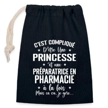 Princesse Et Une Preparatrice En Pharmacie - Sac cadeau en coton avec cordon (14 x 20 cm) - bleu marine - Devant