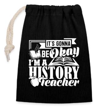 History Teacher I'm A History Teacher - Closable cotton gift bag (14x20cm) - black - Front