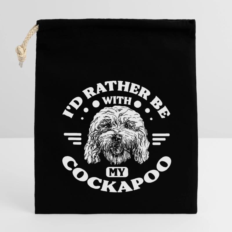 Rather be with my cockapoo Closable cotton gift bag (14x20cm)
