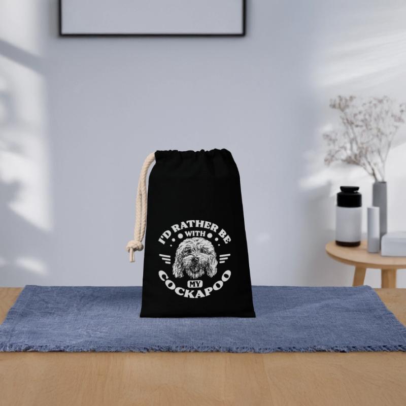 Rather be with my cockapoo Closable cotton gift bag (14x20cm)