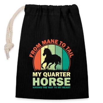 American Quarter Horse Reitpferd Liebhaber Hors - Verschließbarer Geschenkbeutel aus Baumwolle (14x20cm) - Schwarz - Vorne