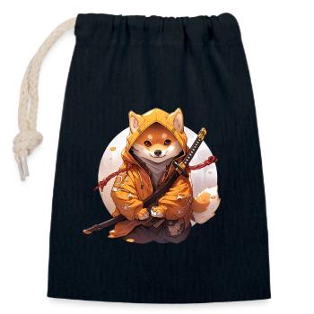 Asia Corki Japanese Samurai Samurai - Closable cotton gift bag (14x20cm) - navy - Front