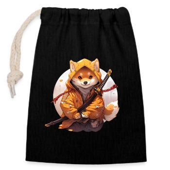 Asia Corki Japanese Samurai Samurai - Closable cotton gift bag (14x20cm) - black - Front