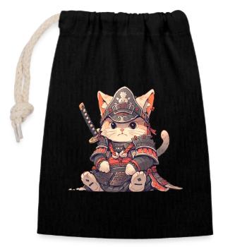 Asia Cat Japanese Samurai Samurai - Closable cotton gift bag (14x20cm) - black - Front
