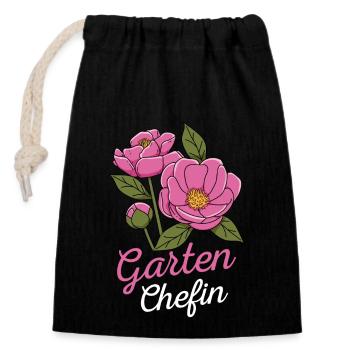 Garten Chefin Gartenarbeit Gärtnerin Pfingstrose - Verschließbarer Geschenkbeutel aus Baumwolle (14x20cm) - Schwarz - Vorne