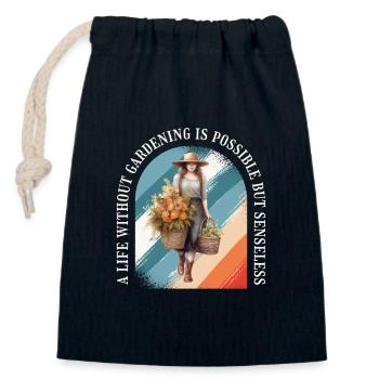 Jardinier Plante de jardin Paysagiste Fleuriste - Sac cadeau en coton avec cordon (14 x 20 cm) - bleu marine - Devant