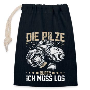 Pilzsammler Korb Mykologen Pilzsucher Pilzjäger - Verschließbarer Geschenkbeutel aus Baumwolle (14x20cm) - Navy - Vorne