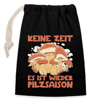 Pilzsucher Pilzjäger Mykologen Pilze Pilzsammler - Verschließbarer Geschenkbeutel aus Baumwolle (14x20cm) - Schwarz - Vorne