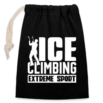 Ice Climbing Extreme Sport - Closable cotton gift bag (14x20cm) - black - Front