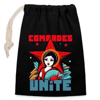 Comrades, unite! A socialist parody - Closable cotton gift bag (14x20cm) - black - Front