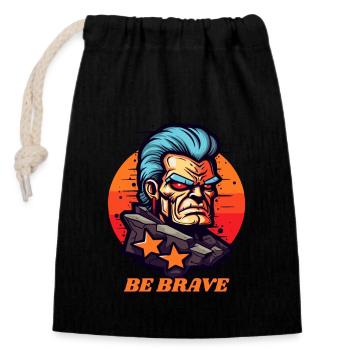 Cool Grandpa Advice: Be brave - Closable cotton gift bag (14x20cm) - black - Front