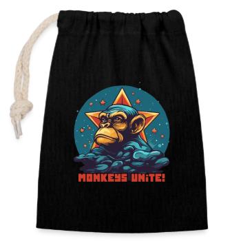 Apes of Resistance, unite! - Closable cotton gift bag (14x20cm) - black - Front