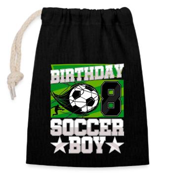 8th birthday Boy Soccer 8 Years Old Gifts - Verschließbarer Geschenkbeutel aus Baumwolle (14x20cm) - Schwarz - Vorne