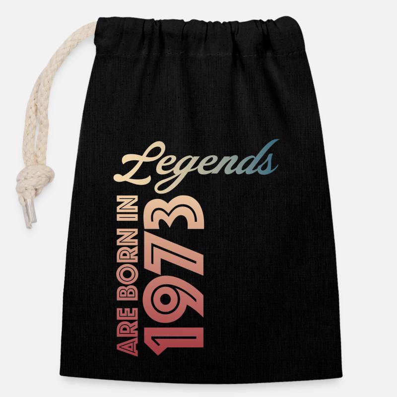Legends are born in 1973 - Closable cotton gift bag (14x20cm) - black