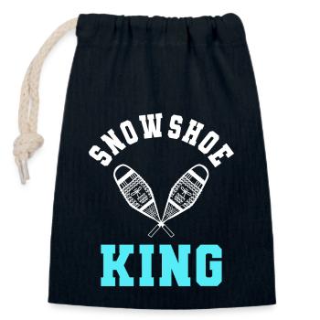 Snowshoe King Snowshoeing - Closable cotton gift bag (14x20cm) - navy - Front