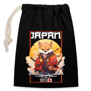 Asia Corki Japanese Samurai Samurai - Closable cotton gift bag (14x20cm) - black - Front