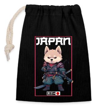 Asia Corki Japanese Samurai Samurai - Closable cotton gift bag (14x20cm) - black - Front