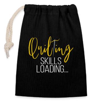Quilting Skills Loading Funny Sewing Machine - Closable cotton gift bag (14x20cm) - black - Front