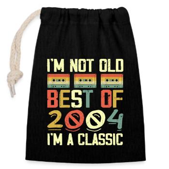 2004 I'm Not Old I'm Classic Vintage 2004 Geburtstag - Verschließbarer Geschenkbeutel aus Baumwolle (14x20cm) - Schwarz - Vorne