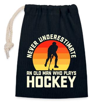 Hockey sur glace Eishockey - Sac cadeau en coton avec cordon (14 x 20 cm) - bleu marine - Devant