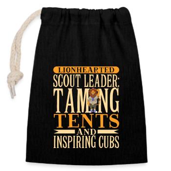 Léo - Superviseur scout - Sac cadeau en coton avec cordon (14 x 20 cm) - noir - Devant