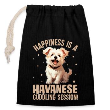 Le bonheur est une séance de câlins bichon havanais - Sac cadeau en coton avec cordon (14 x 20 cm) - noir - Devant