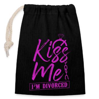 Bonne fête de divorce Embrasse-moi Je suis - Sac cadeau en coton avec cordon (14 x 20 cm) - noir - Devant